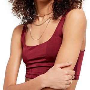 Free People Be Cool Brami Top Acai Red Bralette Cropped Top XS NEW